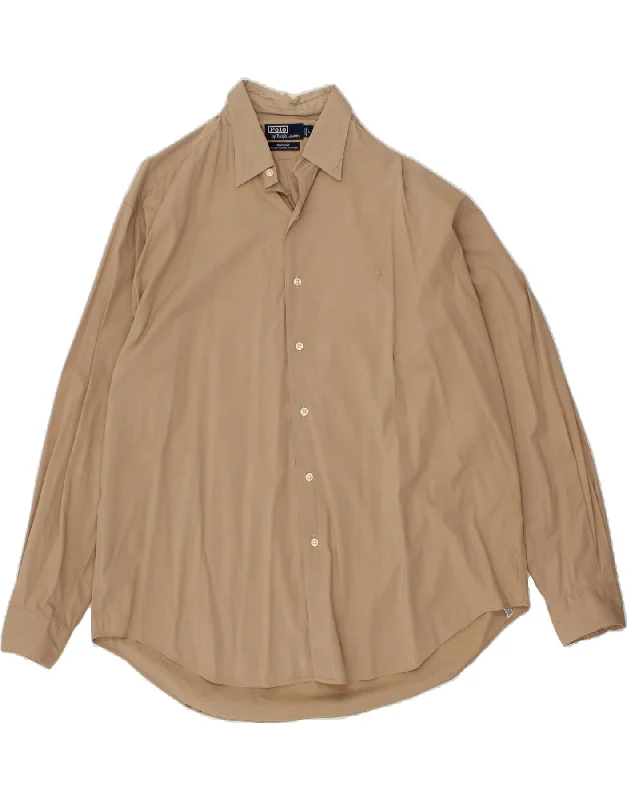 POLO RALPH LAUREN Mens Marlowe Loose Fit Shirt Large Beige Cotton-- Solid Color Striped Floral POLO RALPH LAUREN Mens Marlowe Loose Fit Shirt Large Beige Cotton-- Solid Color Striped Floral