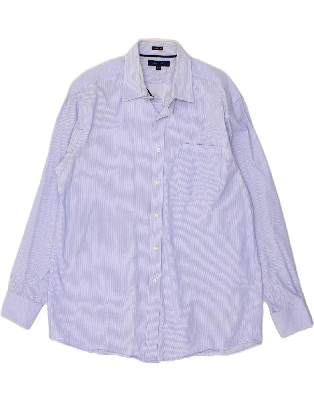 TOMMY HILFIGER Mens Regular Fit Shirt Size 16 1/2 Large Blue Pinstripe-- Elasticated Padded Insulated TOMMY HILFIGER Mens Regular Fit Shirt Size 16 1/2 Large Blue Pinstripe-- Elasticated Padded Insulated