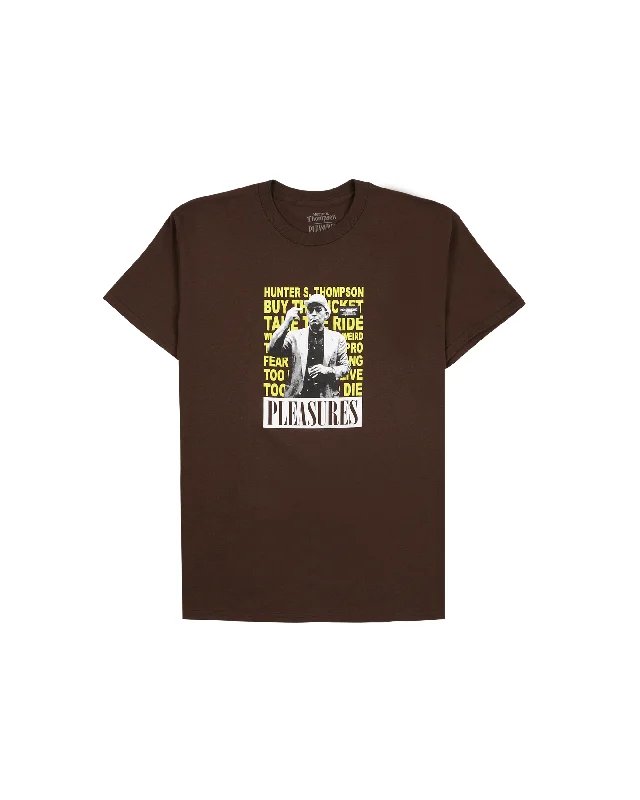 Hunter S. Thompson No Smoking T-shirt - Brown-- Graphic Embroidered Appliqued