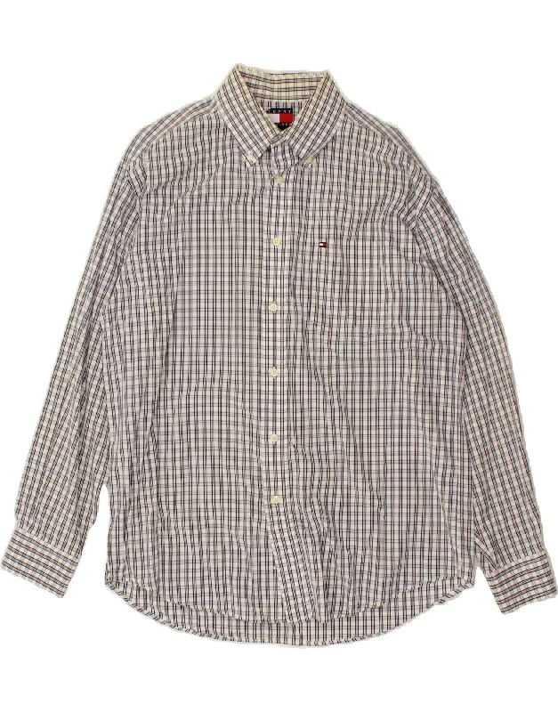 TOMMY HILFIGER Mens Shirt Large Grey Check Cotton-- Layered Multi-layer Single Layer TOMMY HILFIGER Mens Shirt Large Grey Check Cotton-- Layered Multi-layer Single Layer