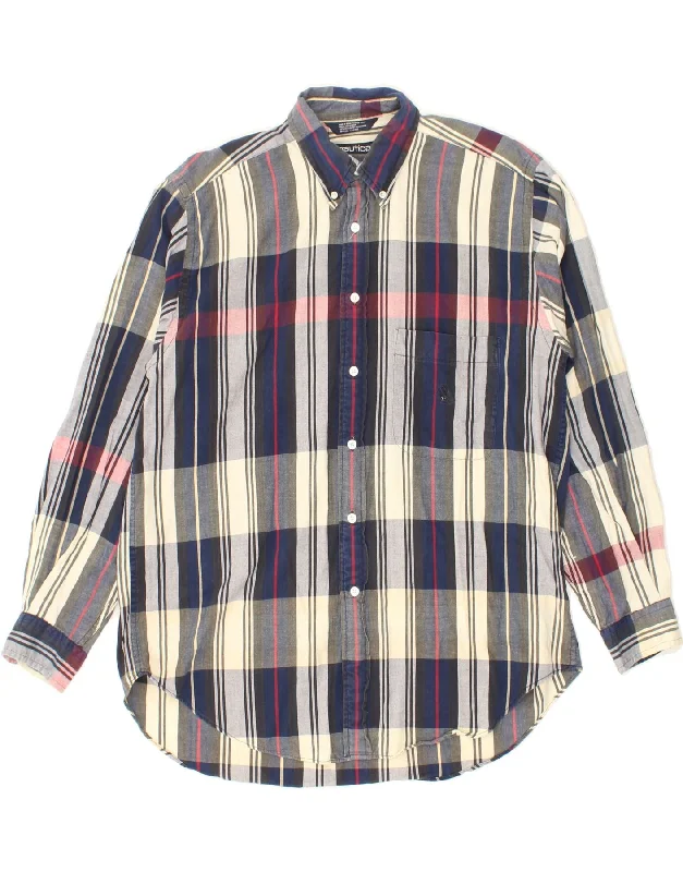 NAUTICA Mens Shirt Large Multicoloured Check Cotton-- V-Neck T-Shirt Long Sleeve Cotton NAUTICA Mens Shirt Large Multicoloured Check Cotton-- V-Neck T-Shirt Long Sleeve Cotton