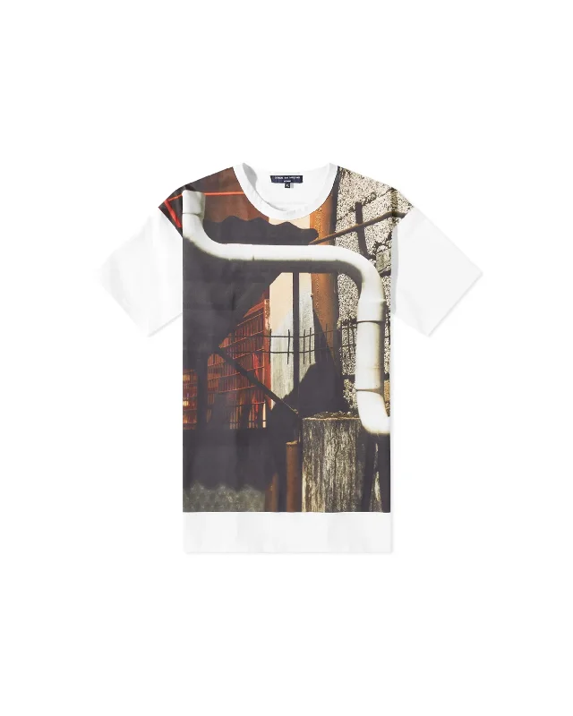 Printed Graphic T-shirt - White-- Jersey Fabric Tulle Fabric Batik Fabric