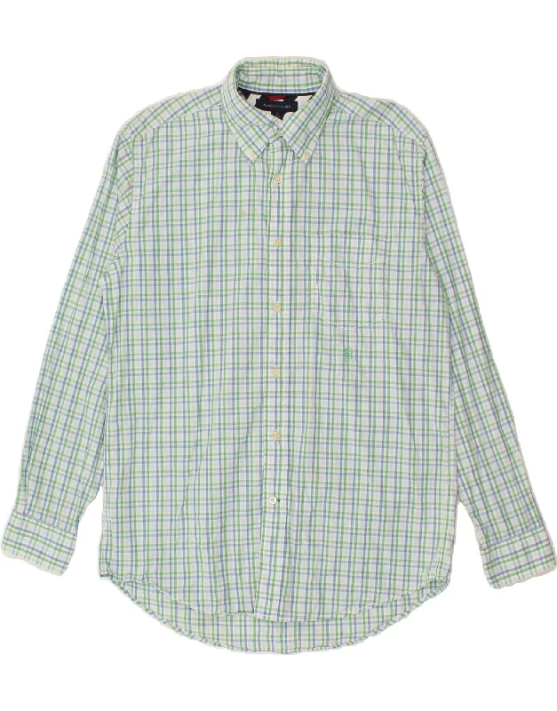 TOMMY HILFIGER Mens Shirt Medium Multicoloured Check Cotton-- Silk Blend Satin Velvet TOMMY HILFIGER Mens Shirt Medium Multicoloured Check Cotton-- Silk Blend Satin Velvet