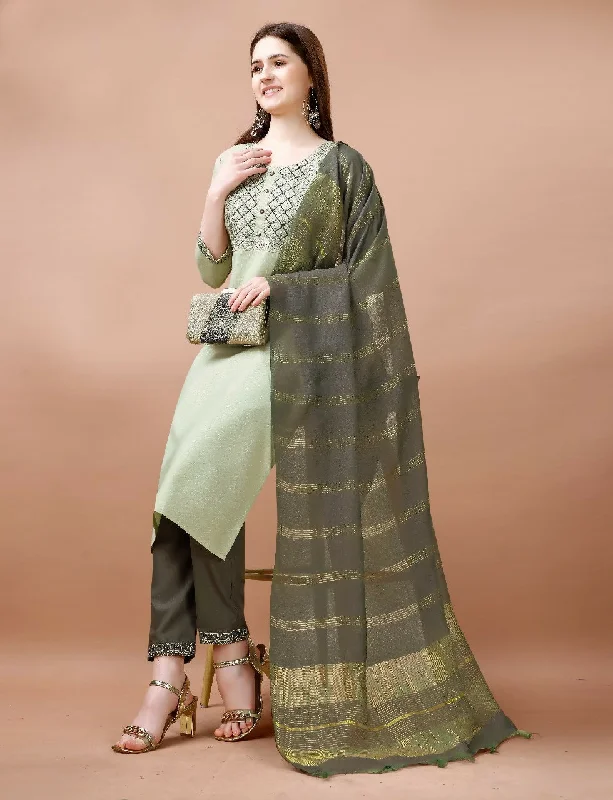 Preksha Creation Indian Special Women Cotton Blend Heavy Embroidery Kurta With Pant And Dupatta Set Lightweight Jogger Pants Preksha Creation Indian Special Women Cotton Blend Heavy Embroidery Kurta With Pant And Dupatta Set Lightweight Jogger Pants