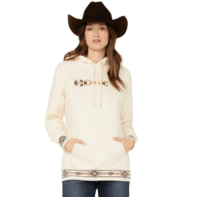 Women's Cream Quilted Pattern Hoodie by Hooey HH1256CR Hoodie with Logo Branding Identity