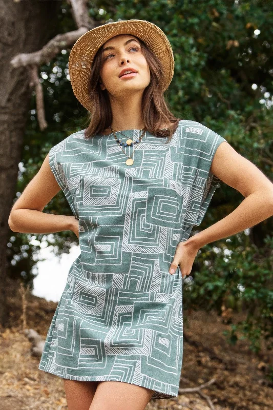 Print Open Back Mini Dress With Buttons Comfortable Off-Shoulder Mini Dress