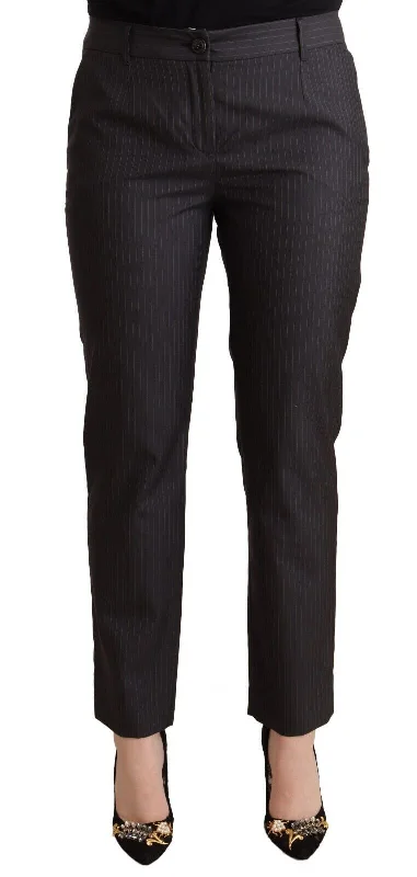 Dolce & Gabbana Elegant Tailored Virgin Wool and Silk Women's Pants Chic Black Leggings Dolce & Gabbana Elegant Tailored Virgin Wool and Silk Women's Pants Chic Black Leggings