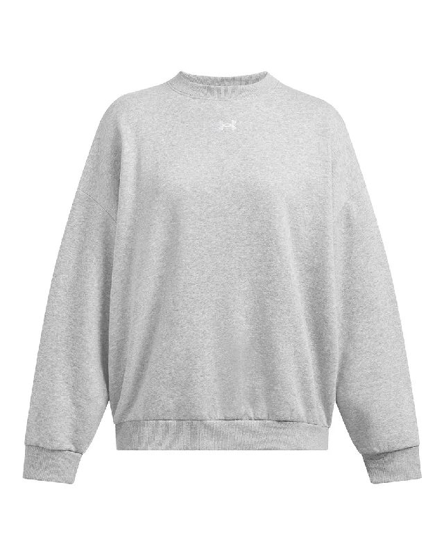 Under Armour Womens UA Rival Fleece Oversized Crew Neck Sweatshirt Hoodie with Hem Embroidery Detailed Premium Under Armour Womens UA Rival Fleece Oversized Crew Neck Sweatshirt Hoodie with Hem Embroidery Detailed Premium