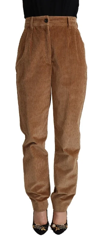 Dolce & Gabbana Chic High-Waisted Corduroy Skinny Women's Pants Classic Pleated Pants Dolce & Gabbana Chic High-Waisted Corduroy Skinny Women's Pants Classic Pleated Pants
