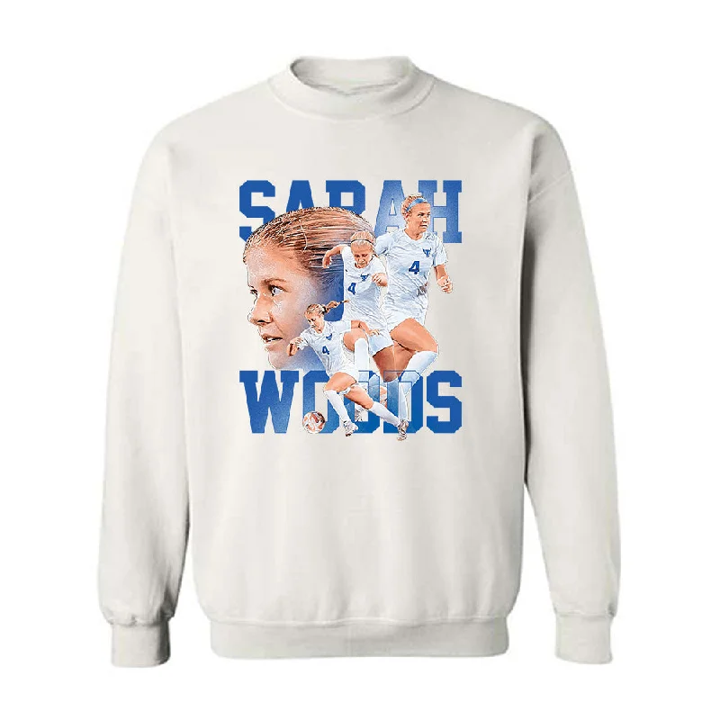 Buffalo - NCAA Women's Soccer : Sarah Woods - Player Collage Crewneck Sweatshirt Hoodie with Mesh Breathable Sporty Buffalo - NCAA Women's Soccer : Sarah Woods - Player Collage Crewneck Sweatshirt Hoodie with Mesh Breathable Sporty