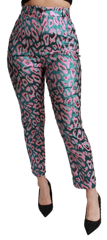 Dolce & Gabbana Elegant High Waist Cropped Silk Blend Women's Pants Chic Checkered Pants Dolce & Gabbana Elegant High Waist Cropped Silk Blend Women's Pants Chic Checkered Pants