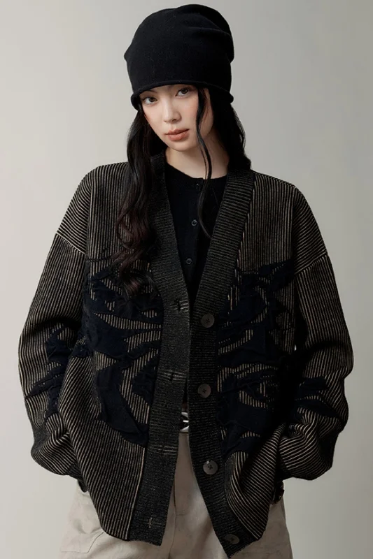 Pinstripe Dragon Cardigan Machine Wash Dry Clean Hand Wash