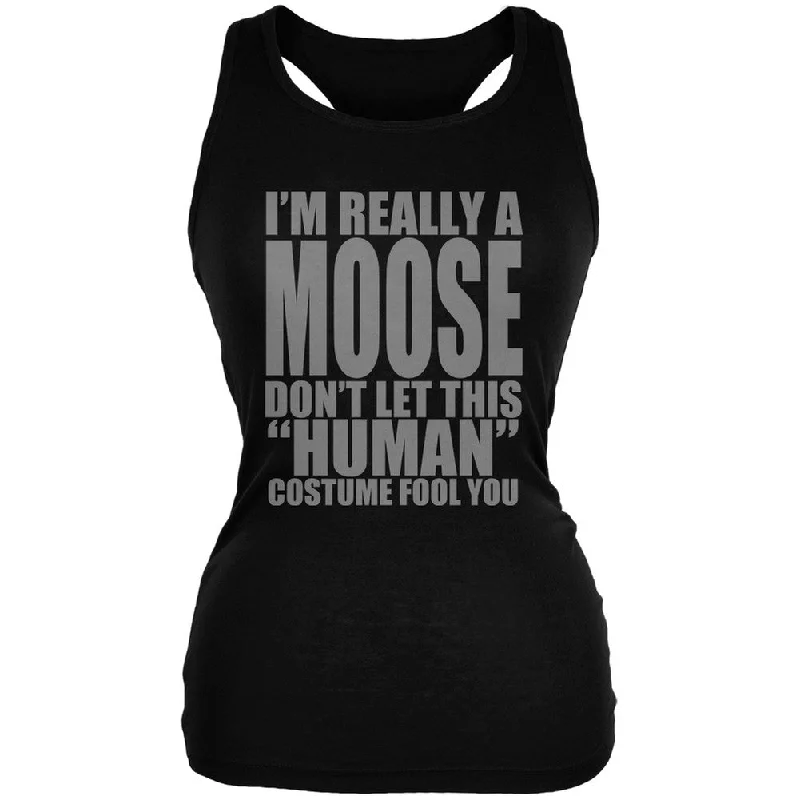 Halloween Human Moose Costume Black Juniors Soft Tank Top pastel tank top