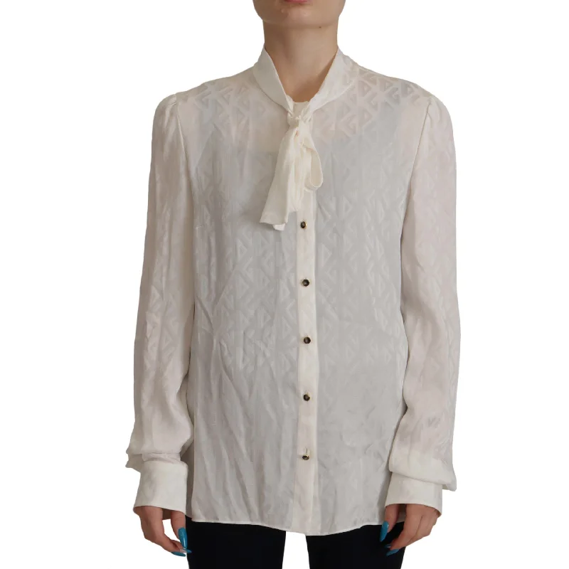 Dolce & Gabbana Elegant Silk Ascot Collar Blouse