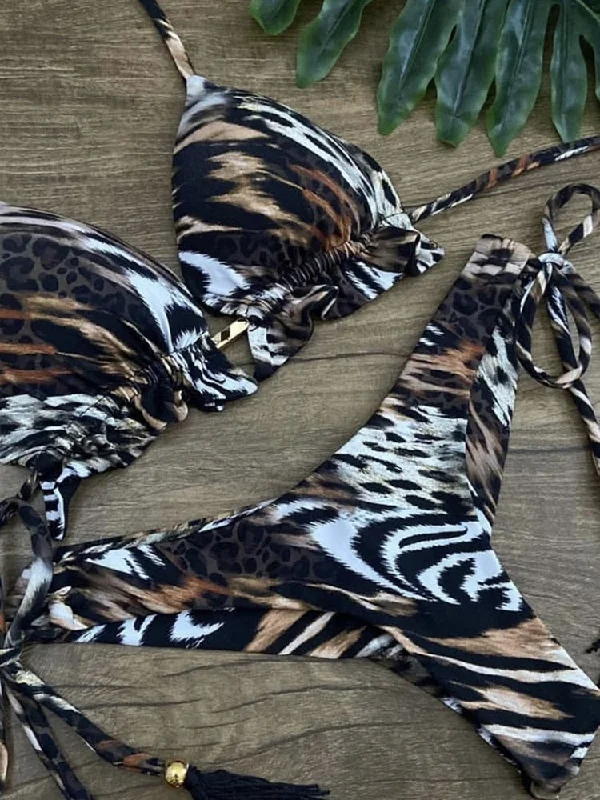 Women Sexy Floral Print Bandage Bikini Set with High Waist and Brazilian Thong Beachwear Metallic two-piece, Glamorous, Sexy, Fashionable Women Sexy Floral Print Bandage Bikini Set with High Waist and Brazilian Thong Beachwear Metallic two-piece, Glamorous, Sexy, Fashionable